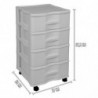 Tradineur - Cajonera de plástico con ruedas, modelo Wagon, 4 cajones, torre almacenaje multiusos, oficina, hogar, fabricada en E