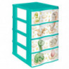 Tradineur - Cajonera de plástico, modelo Wagon Dinosaurios, 4 cajones, torre almacenaje, juguetes, dormitorio infantil, niños, f