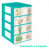Tradineur - Cajonera de plástico, modelo Wagon Dinosaurios, 4 cajones, torre almacenaje, juguetes, dormitorio infantil, niños, f