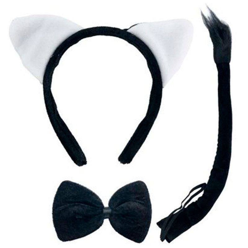 Tradineur - Set de gatita, incluye diadema, pajarita y cola, complementos de disfraces, carnaval, Halloween, cosplay, fiestas (N Tradineur - Set de gatita, incluye diadema, pajarita y cola, complementos de disfraces, carnaval, Halloween, cosplay, fiestas (N