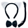 Tradineur - Set de gatita, incluye diadema, pajarita y cola, complementos de disfraces, carnaval, Halloween, cosplay, fiestas (N