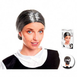 Tradineur - Peluca de Anciana con moño para adultos - Fabricado en fibra sintética - Complemento ideal para disfraces de carnava