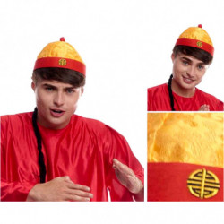 Tradineur - Gorro de chino con coleta - Fabricado en Poliéster - Ideal para disfraces de carnaval y Halloween - Color Amarillo y