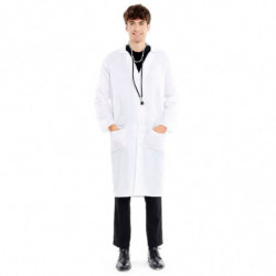 Tradineur - Bata blanca adulto de fibra sintética, disfraz doctor, médico, incluye bata, accesorios no incluidos, carnaval, hall