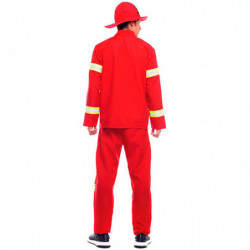 Tradineur - Disfraz de bombero para adulto, poliéster 100%, incluye sombrero, camiseta y pantalón, atuendo de carnaval, Hallowee