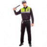 Tradineur - Disfraz de policía adulto, agente policía local, fibra sintética, incluye camiseta, pantalón, gorra y cinturón, carn