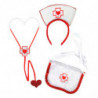 Tradineur - Set de 3 Complementos de Enfermera - Incluye Diadema, delantal y Estetoscopio - Fabricado en Poliéster - Ideal para