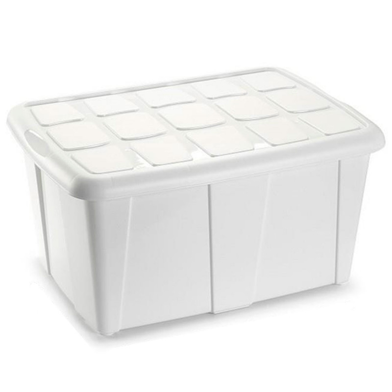 Tradineur - Caja de almacenamiento, plástico, contenedor multiusos, ordenación, juguetes, ropa, fabricada en España (Blanco - 60 Tradineur - Caja de almacenamiento, plástico, contenedor multiusos, ordenación, juguetes, ropa, fabricada en España (Blanco - 60
