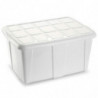 Tradineur - Caja de almacenamiento, plástico, contenedor multiusos, ordenación, juguetes, ropa, fabricada en España (Blanco - 60