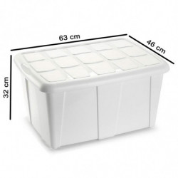 Tradineur - Caja de almacenamiento, plástico, contenedor multiusos, ordenación, juguetes, ropa, fabricada en España (Blanco - 60
