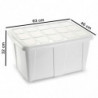 Tradineur - Caja de almacenamiento, plástico, contenedor multiusos, ordenación, juguetes, ropa, fabricada en España (Blanco - 60