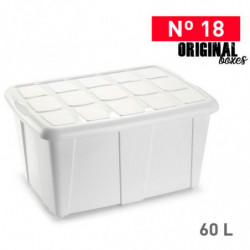 Tradineur - Caja de almacenamiento, plástico, contenedor multiusos, ordenación, juguetes, ropa, fabricada en España (Blanco - 60