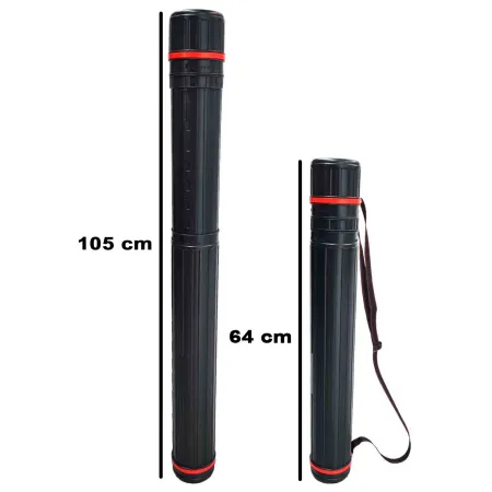Tradineur - Tubo portaplanos de plástico, Ø 10,5 cm, extensible de 64 a 105 cm con correa de transporte, almacenamiento planos, 