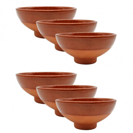 Tradineur - Pack de 6 tazas de barro para vino, Nº 2, tazón, cuenco para licores, aperitivos, producto artesanal, fabricado en E