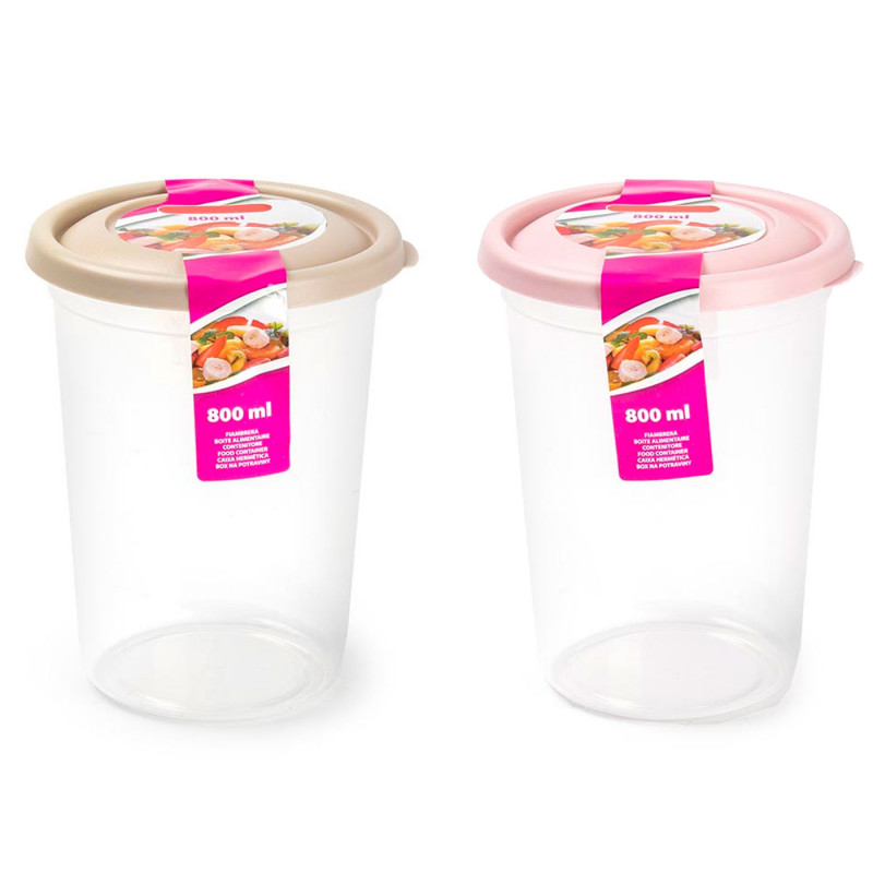 Tradineur - Pack de 2 Fiambreras Redondas altas con tapa - Capacidad de 800 ml - Fabricado en Plástico - Apta para microondas, c Tradineur - Pack de 2 Fiambreras Redondas altas con tapa - Capacidad de 800 ml - Fabricado en Plástico - Apta para microondas, c