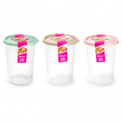 Tradineur - Pack de 2 Fiambreras Redondas altas con tapa - Capacidad de 800 ml - Fabricado en Plástico - Apta para microondas, c