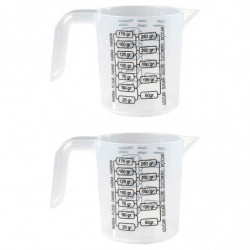 Tradineur - Pack de 2 Jarras de medición con asa - Fabricado en Plástico - Capacidad de 250 ml - Medidas para harina y azúcar ha