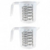 Tradineur - Pack de 2 Jarras de medición con asa - Fabricado en Plástico - Capacidad de 250 ml - Medidas para harina y azúcar ha