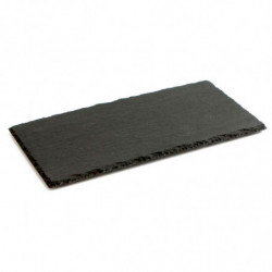 Tradineur - Bandeja rectangular de pizarra - Plato para hostelería, servicio y degustación - Canto rústico - Tabla de piedra nat