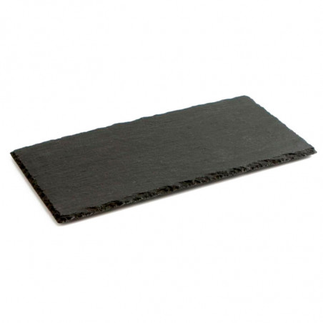 Tradineur - Bandeja rectangular de pizarra - Plato para hostelería, servicio y degustación - Canto rústico - Tabla de piedra nat