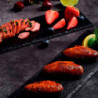 Tradineur - Bandeja rectangular de pizarra - Plato para hostelería, servicio y degustación - Canto rústico - Tabla de piedra nat