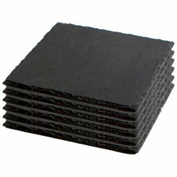Tradineur - Pack de 6 Bandejas rectangulares de pizarra - Platos para hostelería, servicio y degustación - Canto rústico - Tabla