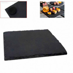 Tradineur - Pack de 6 Bandejas rectangulares de pizarra - Platos para hostelería, servicio y degustación - Canto rústico - Tabla