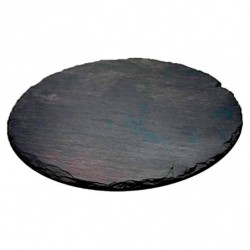 Tradineur - Plato de Pizarra - Forma Redondo - Platos Llanos de Piedra Natural para Servir Alimentos, quesos, Aperitivos - Ø 30