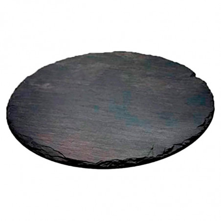 Tradineur - Plato de Pizarra - Forma Redondo - Platos Llanos de Piedra Natural para Servir Alimentos, quesos, Aperitivos - Ø 30