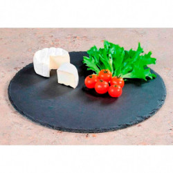 Tradineur - Plato de Pizarra - Forma Redondo - Platos Llanos de Piedra Natural para Servir Alimentos, quesos, Aperitivos - Ø 30
