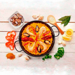 Tradineur - Paellera valenciana esmaltada - Cocinar arroces - Apta para gas, vitrocerámica, cocina eléctrica y lavavajillas - Ø