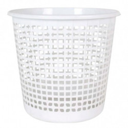 Tradineur - Papelera de plástico con rejilla, cubo para basura, oficina, despacho, estudio, ligera y resistente (Blanco - 25,5 x