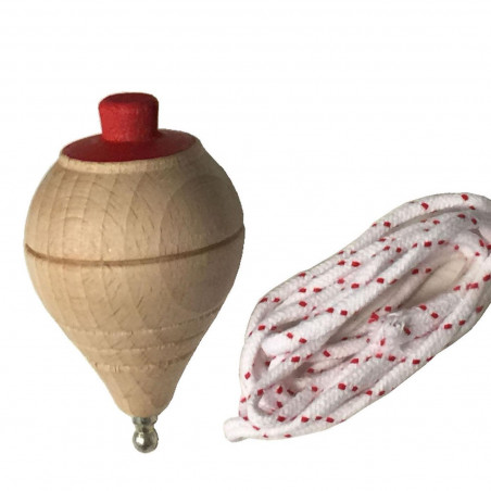 Tradineur - Peonza de madera clásica con cuerda, regalo para comuniones, piñatas, niños, niñas, fiestas de cumpleaños, trompo, s