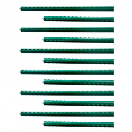 Tradineur - Pack de 12 varillas, tutor de acero plastificado para plantas, soporte plantas, cañas jardín, estacas de planta, 180