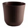Tradineur - Maceta Rattan Redondo de Plástico - Fabricado en España - Ideal para Plantas, hogar, jardín y terrazas - Ø 33 cm - C