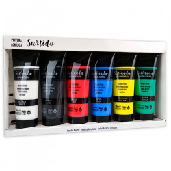 Tradineur - Set de pinturas acrílicas, tubos de pintura para lienzo, papel, colores intensos, secado rápido, gran cubrición, art