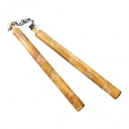 Tradineur - Barra doble con cadena y diseño de madera para jóvenes y adultos, complementos para carnaval, halloween y celebracio