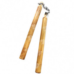 Tradineur - Barra doble con cadena y diseño de madera para jóvenes y adultos, complementos para carnaval, halloween y celebracio
