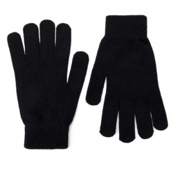 Tradineur - Guantes de puntos de 21 cm - Fabricado en acrílico suave y cálido - Accesorios para otoño e invierno - Color Negro