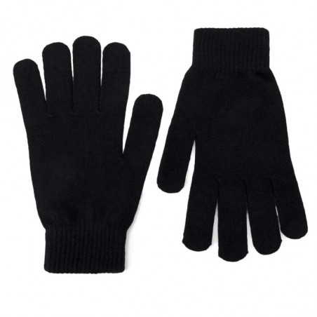 Tradineur - Guantes de puntos de 21 cm - Fabricado en acrílico suave y cálido - Accesorios para otoño e invierno - Color Negro