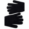 Tradineur - Guantes de puntos de 21 cm - Fabricado en acrílico suave y cálido - Accesorios para otoño e invierno - Color Negro
