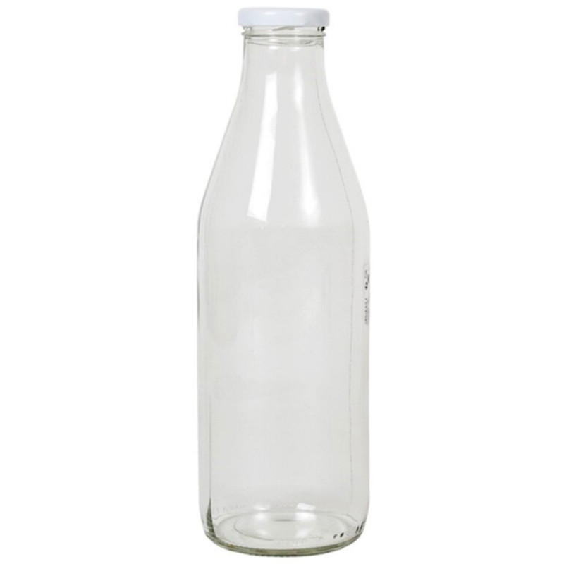 Tradineur - Botella de cristal para leche, tapa de rosca, botella para zumos, batidos, licuados de verduras, salsas, frigorífico Tradineur - Botella de cristal para leche, tapa de rosca, botella para zumos, batidos, licuados de verduras, salsas, frigorífico