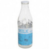 Tradineur - Botella de cristal decorada para leche, tapa de rosca, botella para zumos, batidos, licuados de verduras, frigorífic