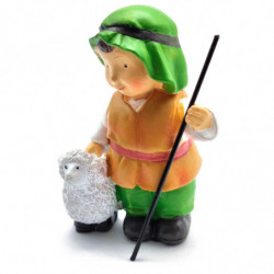 Tradineur - Figura de pastor con cordero naif - Fabricado en marmolina - Figura decorativa divertida para nacimiento, navidad, d