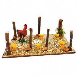 Tradineur - Corral para belén navideño, corcho y resina, animales de granja para nacimiento, figuras pesebre, navidad, decoració