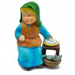 Tradineur - Figura de vendedora de huevos naif - Fabricado en marmolina - Figura decorativa divertida para nacimiento, navidad,