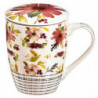 Tradineur - Taza para té, infusión con filtro y tapa, cerámica y acero inoxidable, mantiene caliente la infusión, regalo origina