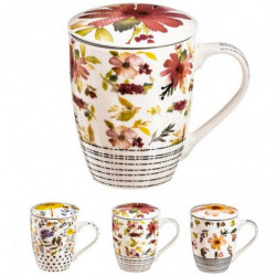 Tradineur - Taza para té, infusión con filtro y tapa, cerámica y acero inoxidable, mantiene caliente la infusión, regalo origina
