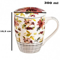 Tradineur - Taza para té, infusión con filtro y tapa, cerámica y acero inoxidable, mantiene caliente la infusión, regalo origina