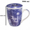Tradineur - Taza de té, infusión con filtro y tapa, cerámica y acero inoxidable, mantiene caliente la infusión, regalo original